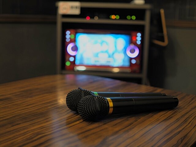 カラオケ店　モニタとマイク