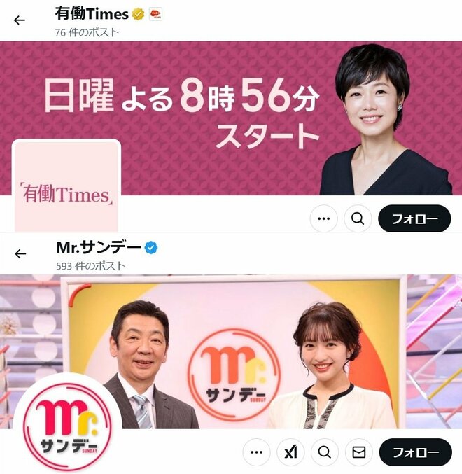 有働由美子VS宮根誠司「日曜日夜キャスター激突」前哨戦は『有働Times』が視聴率2.1％差で『Mr.サンデー』に完勝　好感度の差かの画像