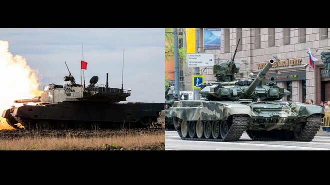 90式戦車（左）とT-90