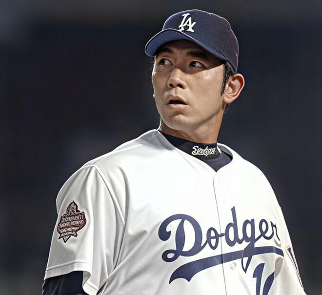 ドジャースのユニフォームの野茂英雄